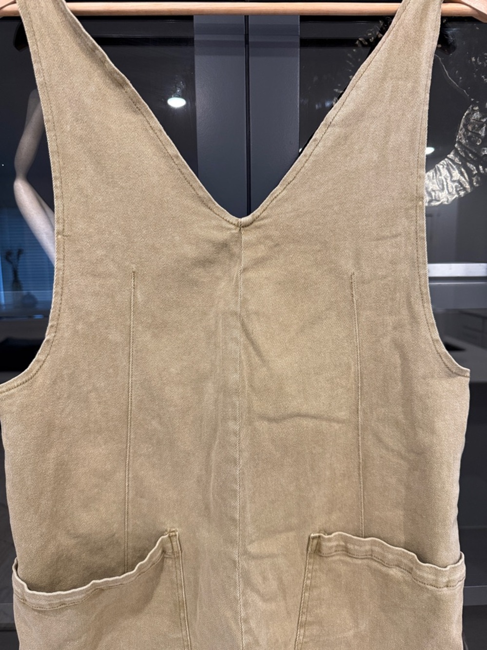 Zenana Outfitters Olive-Tan Utility Overalls - Picture 3 of 7